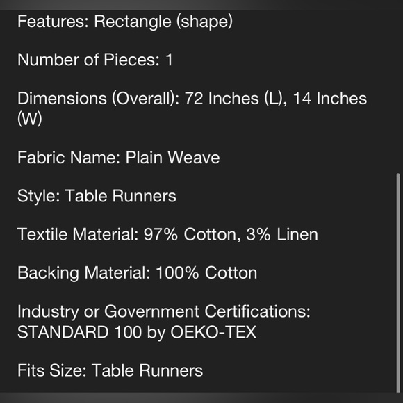 Threshold Table Runner Cotton Gingham Check 72” x 14” - Picture 3 of 8